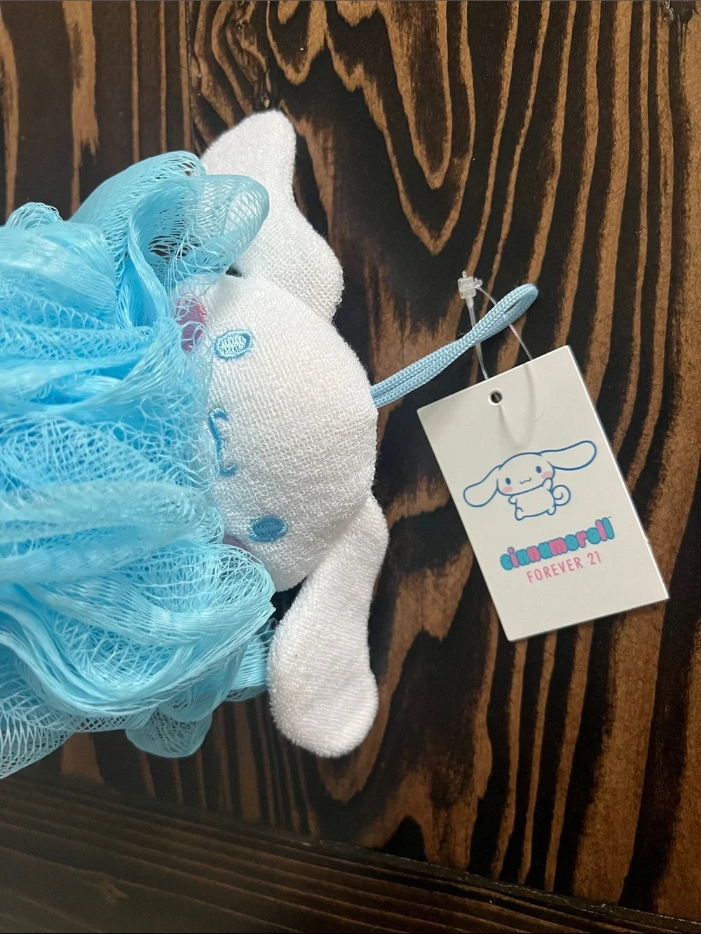 Light Blue Bath Pouf with Cinnamoroll Plush